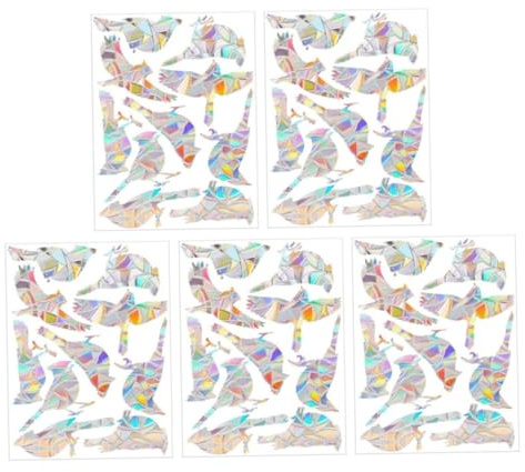 Amosfun 5 piezas Pegatinas Anticolisión para Ventanas Diseño No Adhesivo Reutilizable Protección para Aves Calcomanías Transparentes Prismáticas para Puertas y Cristales Hogar y Oficina