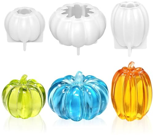 Moules Silicone 3D Citrouille Halloween, 3 Pièces - Moule de Bougies, Savons, Résine et Artisanat de Thanksgiving, DIY Moule à Citrouille, Moules Citrouille pour Décorations d'Automne et Halloween