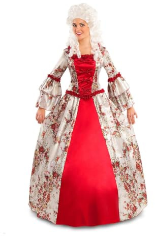 My Other Me - Disfraz para mujer adulto de Colonial rojo con vestido y enagua talla XL. Perfecto para revivir la elegancia de épocas pasadas en tu próxima fiesta de disfraces