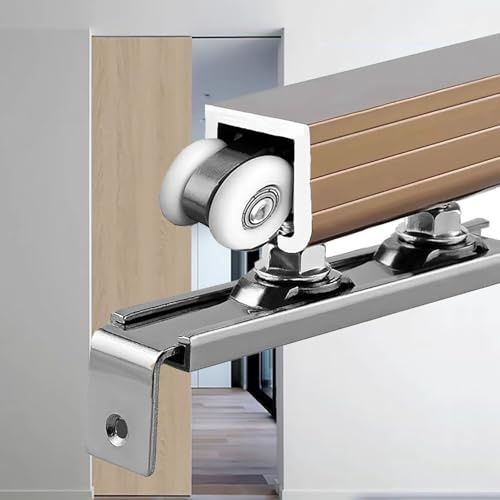 HDYZJQ Kit Ferramenta per Porta Scorrevole con Binario A Scatola per Montaggio A Soffitto, per Porta Scorrevole Esterna, Interna, Tascabile, Pieghevole, Armadio(Gold,11.4ft/347cm)