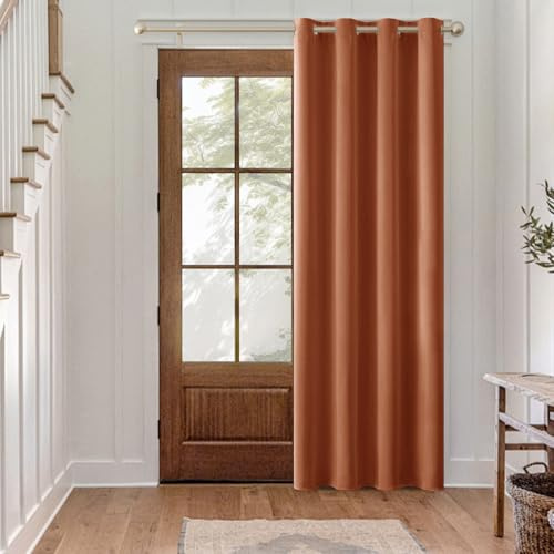 MIULEE Cortinas Opaco Terracota con Ojales, Cortina térmica, protección térmica, 1 Unidad, 245 x 140 cm, para salón, Dormitorio
