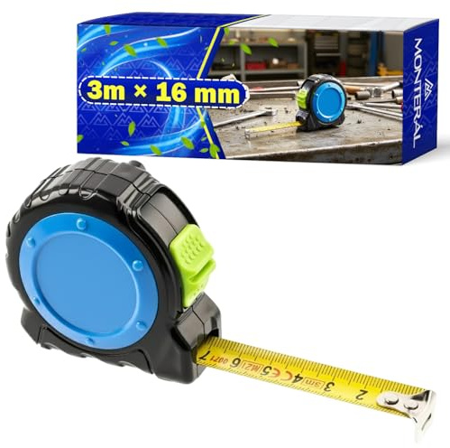 Metre Ruban 3m x 16 mm a une Précision de Mesure II - Measuring Tape a un Mécanisme Automatique de Rétraction du Ruban - Garantie de 10 Ans - MONTERAL