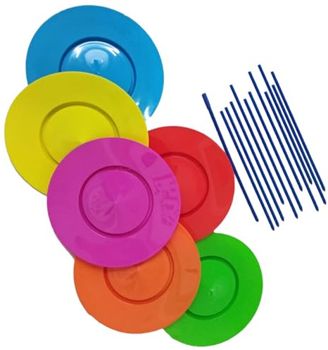 ICDKOYK Juego de malabarismo, Juguete para equilibrar Habilidades, Accesorios de Rendimiento, Juegos al Aire Libre, interacción y diversión con niños y Adultos, Platos, Palos, Plataforma giratoria,