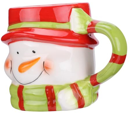 OHPHCALL Tazza di Ceramica a Forma di Pupazzo di Neve per Colazione, Tazza di Natale Creativa per Caffè e Latte, per Casa, Ufficio e Bar, Set da 1 Pezzo Colorato Colore Colore Casuale