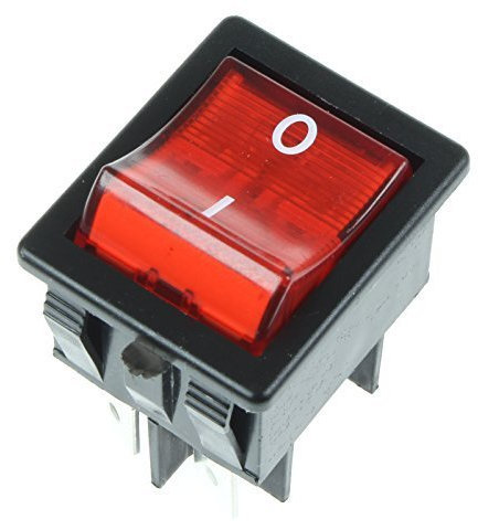 First4spares Universal Rectangular Illuminated Rocker On/Off Switch - Red with I/O Markings - 20 Amp 4 Pin