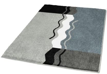 Kleine Wolke Badteppich Vanessa Platinfarben 55 x 65 cm | OEKO-TEX zertifiziert, rutschhemmende Unterseite, für Fußbodenheizung, maschinenwaschbar, 100% Polyacryl