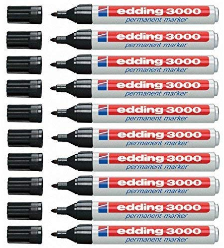 Permanentmarkör edding 3000, svart, 1,5–3 mm, påfyllbar, 10-pack