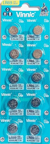 Pile bouton 10Stk. l921 AG6 g6 LR69 Pile 1,5 V Vinnic Lot de 10 piles bouton alcalines