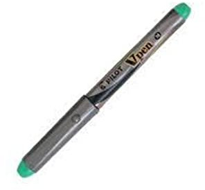 Pilot V-Pen Disposable Fountain Pen Green Medium Nib Silver Fountain Pens Pack of 3