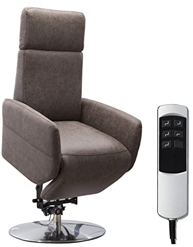 Cavadore TV-Sessel Cobra mit 2 E-Motoren und Aufstehhilfe / Elektrischer Fernsehsessel mit Fernbedienung / Relaxfunktion, Liegefunktion / bis 130 kg / M: 71 x 110 x 82 / Lederoptik Dunkelbraun