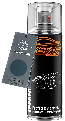 TRISTARcolor RAL 5008 Graublau seidenmatt 2K-Acryl-Lack Spraydose | Sprühdose 400 ml, schnelltrocknend