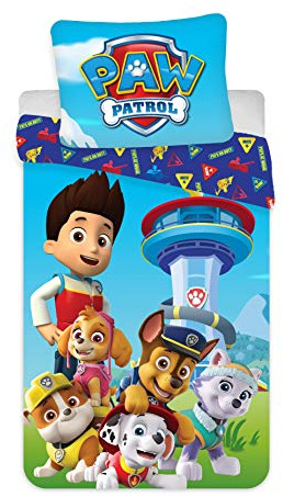 Paw Patrol Funda Nórdica Cama 90 140x200 + Funda Almohada Algodón | Ropa de cama reversible | Algodón natural transpirable | Nickelodeon oficial | Niños | Regalo | Lavable a máquina