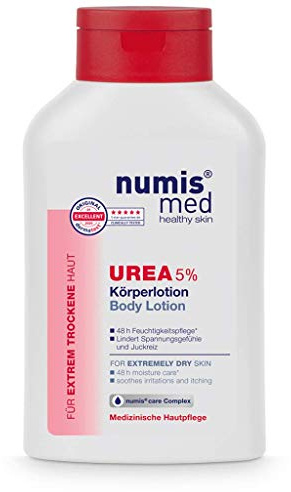 numis med Körperlotion mit 5% Urea - Hautberuhigende Bodylotion | für extrem trockene, zu Juckreiz neigende Haut - vegane Hautpflege ohne Silikone, Parabene & Mineralöl - Lotion 300 ml