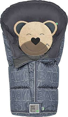 Odenwälder Fußsack Mucki L fashion letters BabyNest silver-grey Winter-Fußsack für Kinderwagen, Sportwagen & Buggy mit Anti-Rutschschutz