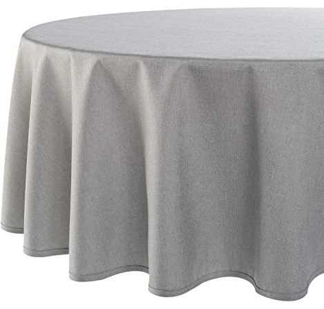 Tischdecke Wien Home - mit Fleckschutz Leinenoptik - 140 cm rund grau | Wasserabweisende Gartentischdecke – die strapazierfähige und pflegeleichte Decke für drinnen & draußen