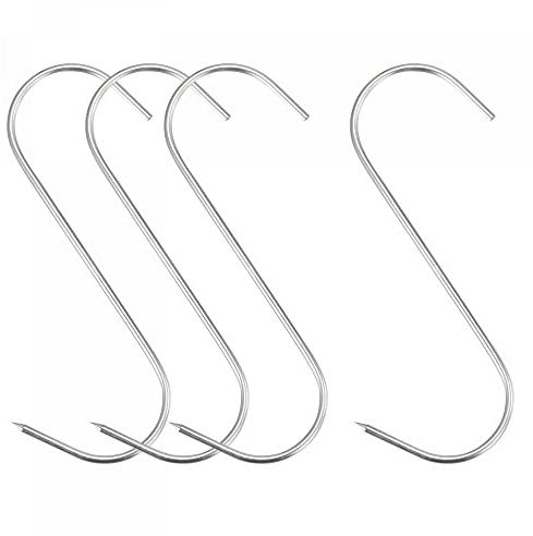 sourcing map 5.91/ 15cm Meat Hooks, 0.12/ 3mm Thick Stainless Steel Butcher S-Hook, Meat Processing for Chicken Fish Beef Hanging Drying Smoking 4Pcs
