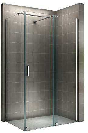 i-flair Mampara de ducha NADINE 130 x 100 cm, con puerta corredera en cromo 8 mm, vidrio templado de seguridad transparente, montaje a izquierda y derecha