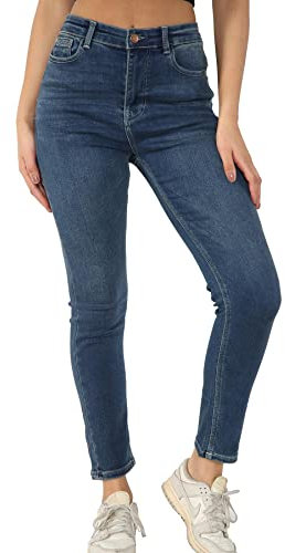 MYT Womens Magic Shaping Skinny Fit Jeans Stretch High Waisted Ladies Denim Trousers Mid Blue Waist Size 12