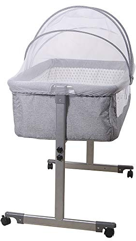 KEVO - Culla Cododo per bambini, con materasso, 2 in 1, letto supplementare, lettino per bambini, culle, mini culla, reclinabile, materasso incluso, (96 x 57 x 77 cm (grigio)