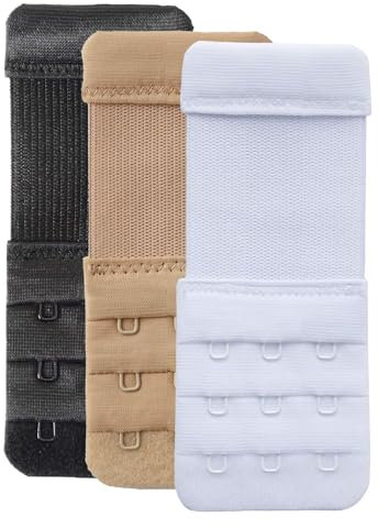 YARBAR Women's Bra Extenders 3 Hooks Soft Elastic Bra Strap Extender Extension, 3 Pieces