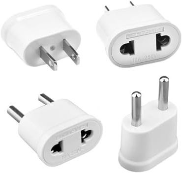 Switian 4-Pack Adaptateur FR/US Bidirectionnel - Convertisseur de Prise Europe vers USA/Canada/Japon & USA vers Europe (Blanc) pour Voyageurs Internationaux