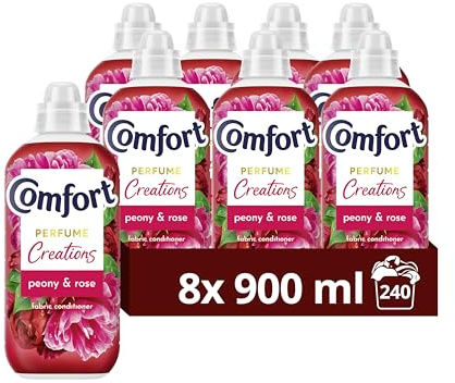 Comfort Creations Peony & Rose Fabric Conditioner with Stay Fresh technology for 100 days of freshness + fragrance* 8x 900 ml (240 washes)