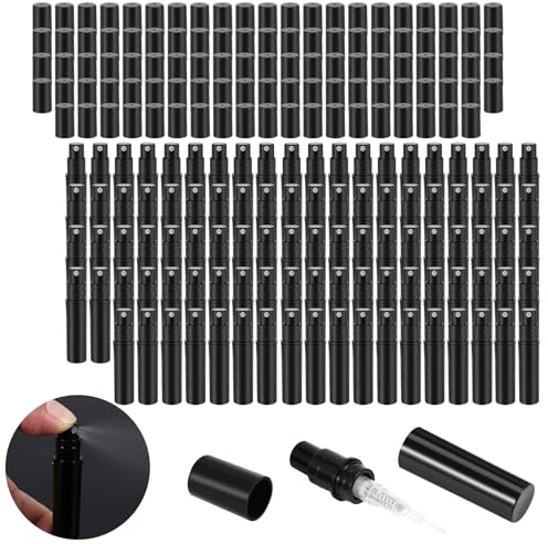 Roundsky 100Pcs / Lot 2Ml Schwarz Plastic ParfüM SprüHflasche Probe Sprayer ZerstäUber ParfüM Flasche