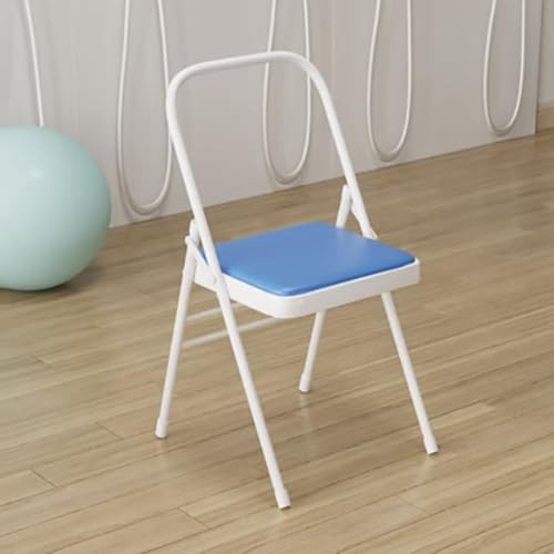 Yoga hopfällbar stol,yoga extra stol,Iyengar metall fällstol,förstärkt bärbar rygglös stol vit 31.5in*18.5in*17.3in,Blue