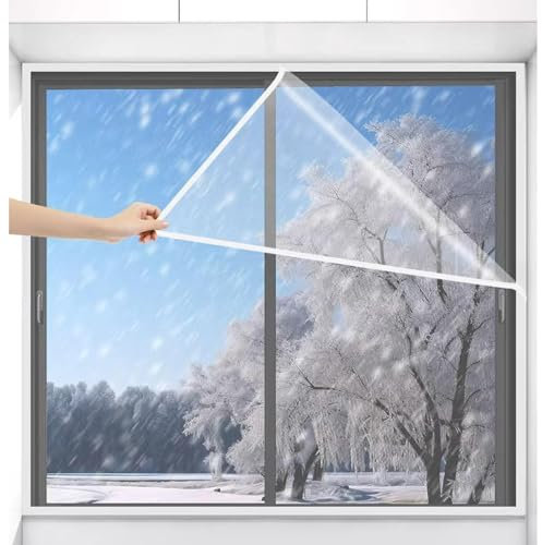 Xrdbfd Thermo Cover Fenster-isolierfolie, Isolierende Schrumpffolie Für Fenster, Transparente Thermo Fensterfolie, Kälteschutzfolie, Fenster Isolierfolie Kit Für Den Winter,WxH-120x150cm/47 * 59in