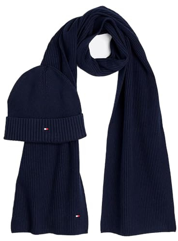 Tommy Hilfiger Herren Geschenk-Set Flag Pima Cotton Strickmütze & Schal