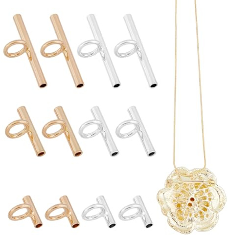 SUPERFINDINGS 12Pcs 3 Sizes Pin to Pendant Converter Brass Brooch Pendant Converters Golden and Silver Brooch Converters for Changing Brooches Pins to Pendant