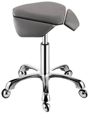Sattelhocker, rollender Sattelhocker mit Rädern, ergonomischer Sattelstuhl, Verstellbarer hydraulischer Hocker mit Rädern, geeignet für Büros, Make-up-Studios (Farbe: Grau)