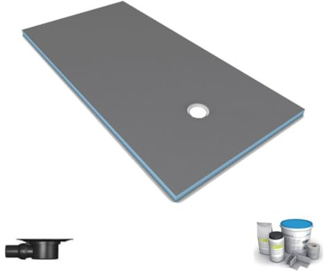 Receveur de douche à carreler 160 x 90 WEDI Fundo Primo rectangle écoulement excentré + bonde horizontale + kit d'étanchéité