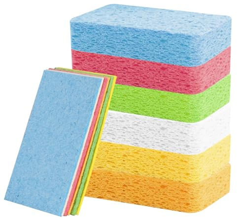 18 Pcs Kitchen Washing Up Cellulose Sponges, Natural Kitchen Cleaning Sponge, Colourful Non-Scratch Compressed Dish Sponge for Household Cookware Car Daily Us