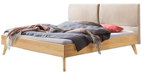Hasena Massivholzbett Matteo Eiche Bright Kopfteil beige 160x200