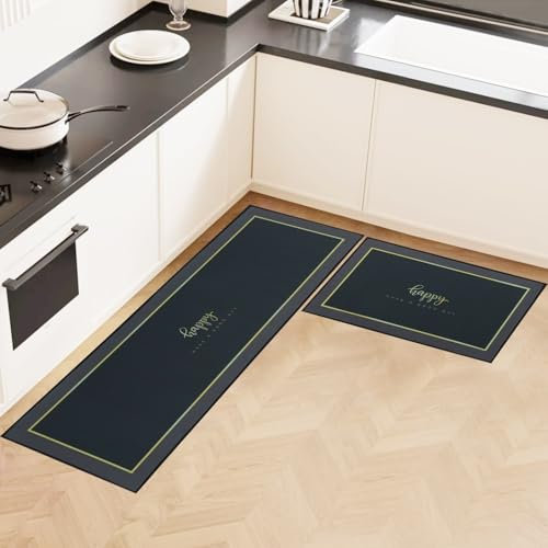 LHHMZ Küchenteppich 2 Stück Rutschfester Küchenteppich Waschbare Küchenmatten-Sets für Küchenflur, Eingangsbereich und Esszimmer, 43x75cm + 43x120cm