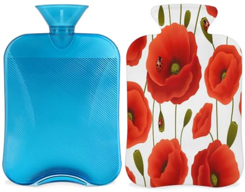 Borsa dell'acqua calda con coperchio, 2 l, per alleviare il dolore, collo e spalle, mani, piedi, impacchi caldi e freddi