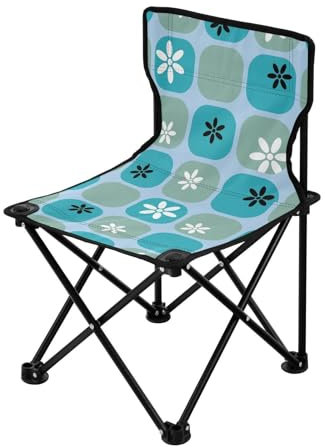 HZHXIFUFA Modische, tragbare Campingstühle mit blauem Blumenkaromuster für Erwachsene. Leichte, tragbare Strandstühle für unterwegs, inklusive Tragetasche. Reisestuhl für unterwegs