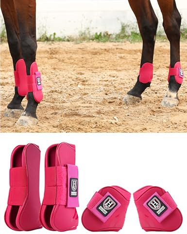 Harrison Howard Horse Tendon Boots Open Front/Fetlock Boot for Horse Protective Boots for Jumping, Trail Riding Set of 4