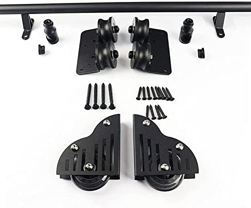 Kit di ferramenta per porta scorrevole in acciaio nero con tubo rotondo da 4 m, scala di rotolamento per biblioteca