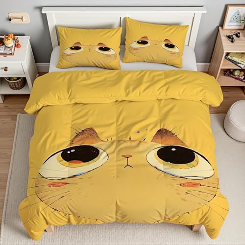 EXSANLIEAY Monster Bettwäsche 155x220 - Gelb Wendebettwäsche, Weiche & Atmungsaktiv Microfaser Bettbezug + 2 Kissenbezug 80x80, Angenehme bettwäsche-Sets, 3 Teiligmit Reißverschluss