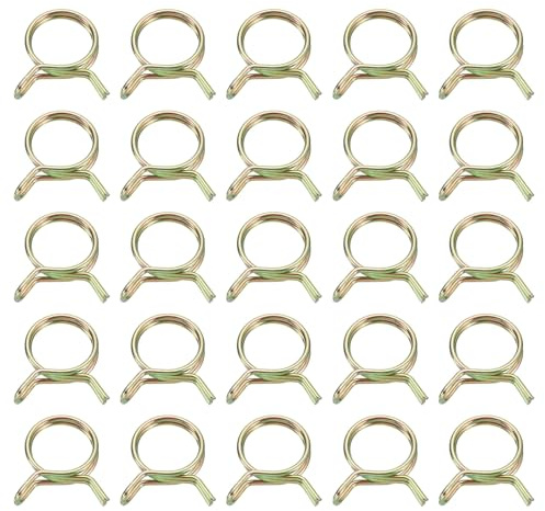 QUARKZMAN Lot de 25 colliers de serrage à ressort double fil, diamètre intérieur 24 mm, pour tuyaux de carburant de 25 à 28 mm de diamètre extérieur, clips en silicone, couleur zinc