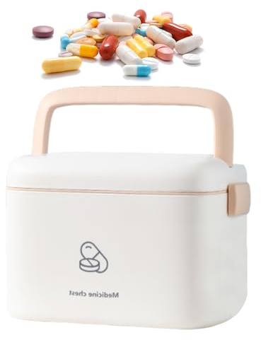 Förvaringsorganisatör, medicinlåda plast första hjälpen-låda tom, organiseringslåda med stor kapacitet, familjens akutkit medicineringsförvaring, organisatör med handtag medicinskåp förvaring