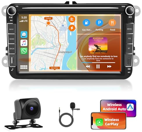 Motorsi 4GB+64GB Android Autoradio für VW Passat B6 T5 Golf 5 6 Polo 6R Tiguan T5 Jetta Seat Skoda, Carplay Android Auto GPS Navi WiFi FM RDS SWC Bluetooth EQ DSP Canbus + Rückfahrkamera