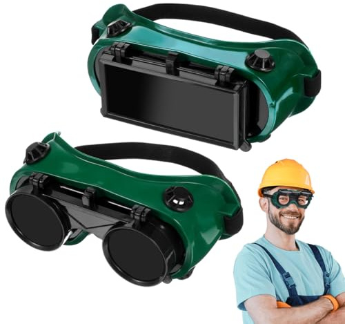 DOITOOL Occhiali da Saldatura a Doppia Lente, Lenti Rotonde e Quadrate | Aggiungono una lente ribaltabile a un accessorio per saldatura compatibile per saldatura, officina, ricambio accessorio