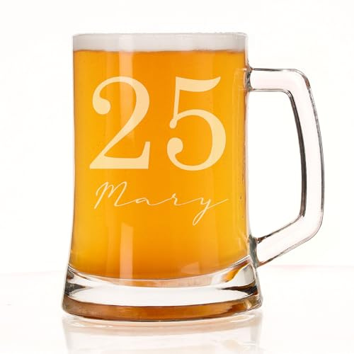 Always Looking Good 25th Birthday Gift for Men – Personalised Beer Glass Stein with Custom Name – 500ml Engraved tankard – Birthday Gifts for him – Unique Beer Gifts for Men