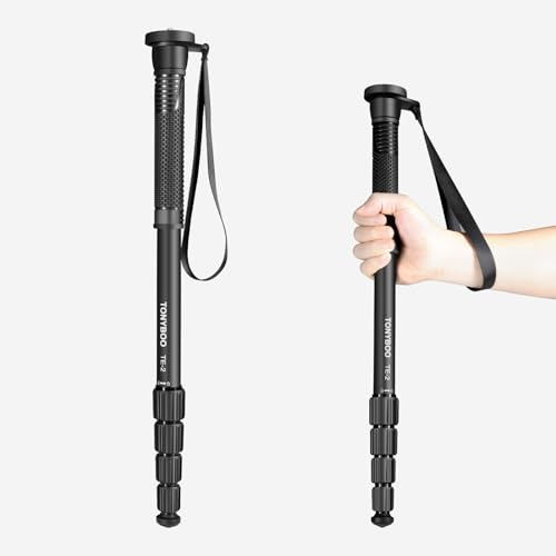 TONYBOO TE-2 65 inch Monopod for Camera, Aluminum Travel Monopod with 5-Section Height Portable Compact Lightweight,Max Load 15.5 lbs,Camera Stand Walking Stick for Photography DSLR Canon Nikon Sony