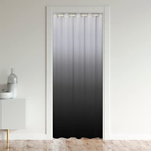 Moderner Ombré-Türvorhang, 132 x 203 cm, abstrakte Kunst, Raumverdunkelungsvorhang, Kinderschrank-Panel für Jungen und Mädchen, stilvolles grau-weißes Farbverlaufsdesign