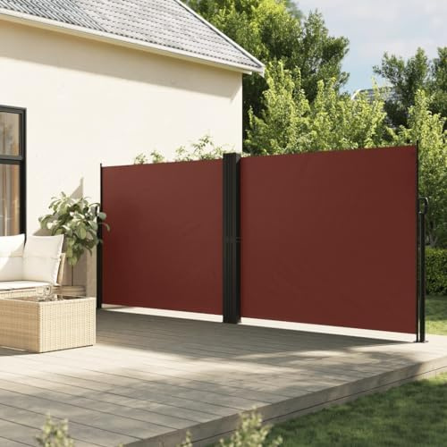 Toldo lateral retráctil marrón, 180 x 600 cm, para el hogar y el jardín, para el césped y el jardín, sombrillas y parasoles al aire libre