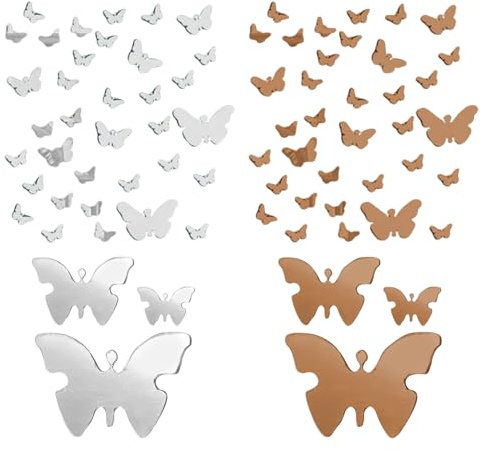 JDNFKG 72 Pezzi di Farfalla Specchio Wall Stickers, Acrilico Specchio Wall Stickers, Cartoon 3D Adesivi Murali Tridimensionali, Creativo Sfondo Decorazione della Parete, Accessori per La Casa.